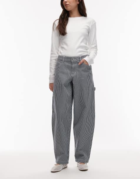 Dickies - Losse rechte timmermansbroek met hickory-strepen in blauw - view 1