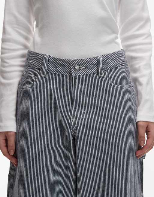 Dickies - Losse rechte timmermansbroek met hickory-strepen in blauw, 5 van 5
