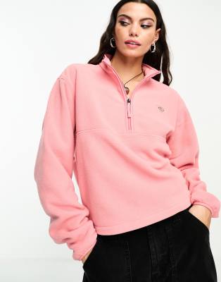 Dickies - Louisburg - Fleece-Sweatshirt in Lila mit kurzem 1/4-Reißverschluss-Rosa