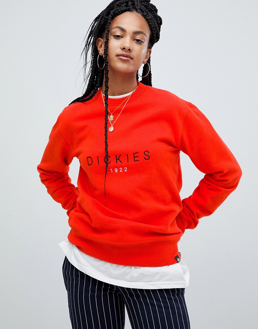 Dickies — Løstsiddende sweatshirt med broderet logo foran-Orange
