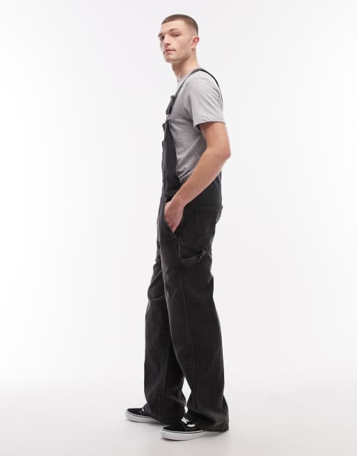 Dickies – Luźne jeansowe ogrodniczki w spranym czarnym kolorze, 3 z 5