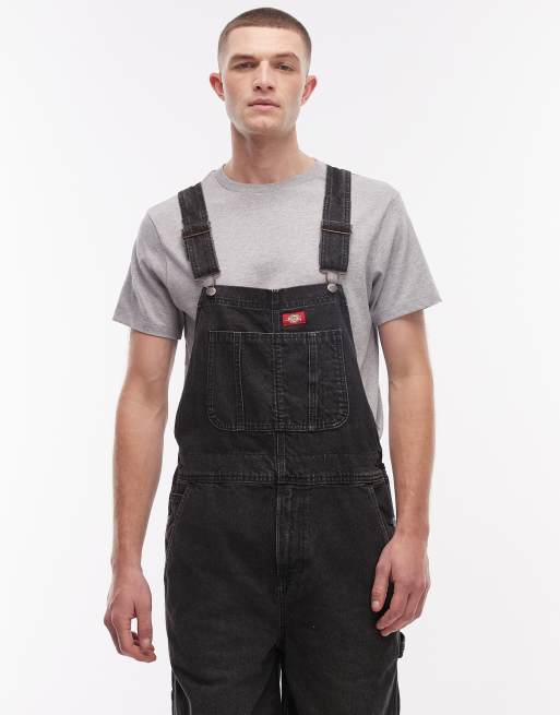 Dickies – Luźne jeansowe ogrodniczki w spranym czarnym kolorze, 4 z 5