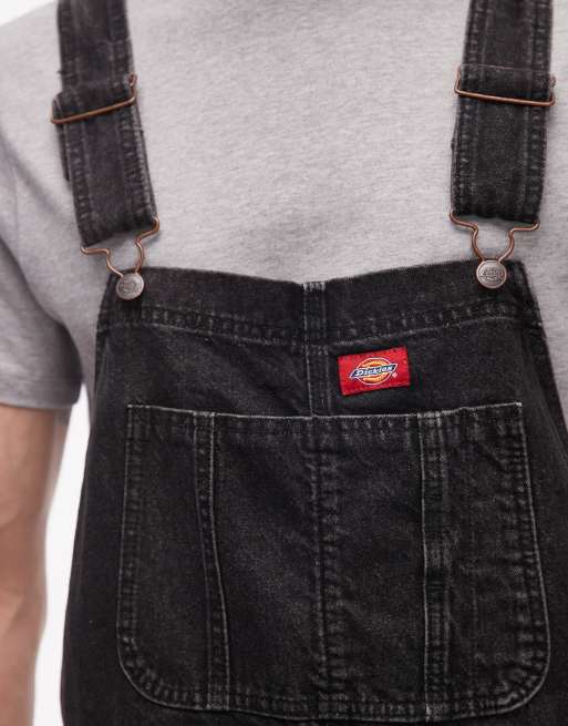 Dickies – Luźne jeansowe ogrodniczki w spranym czarnym kolorze, 5 z 5