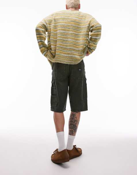 Dickies loose fit denim painter shorts in yellow indigo