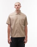 [Dickies] Dickies Lynville boxy short sleeve shirt in light tan-Brown S TAN