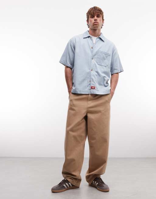 Dickies - Lyseblå denimskjorte med korte ærmer, 2 af 5