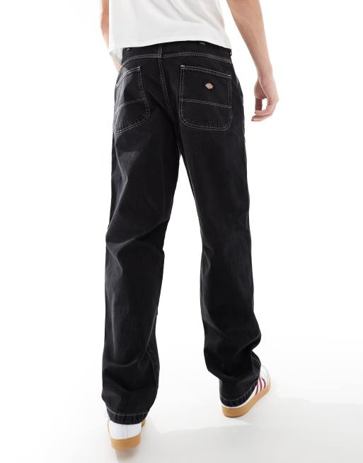 Dickies madison baggy fit double knee denim jeans in washed black