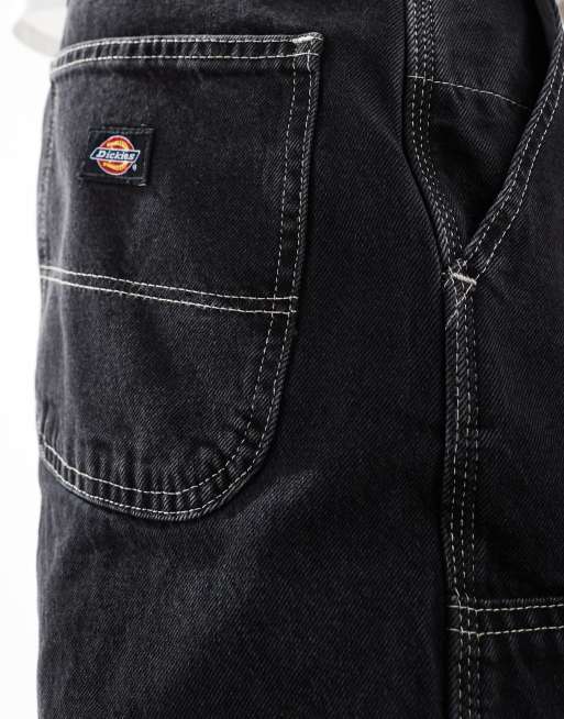 Dickies madison baggy fit double knee denim jeans in washed black
