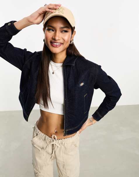 The Kript cropped denim jacket in warped spot - part of a set