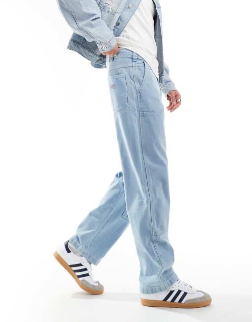 Dickies Madison double knee utility front jeans in vintage aged blue