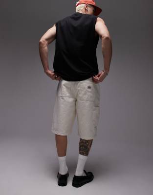 Dickies Dickies madison loose fit denim shorts in ecru-White