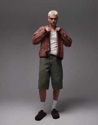 Dickies Dickies madison loose fit denim shorts in indigo with yellow fade