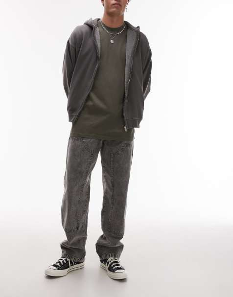Dickies - Madison - Losvallende jeans met kniestukken in lichtgrijs met wassing - view 1