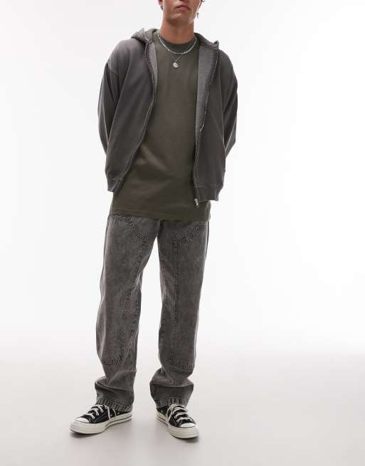 Dickies - Madison - Losvallende jeans met kniestukken in lichtgrijs met wassing