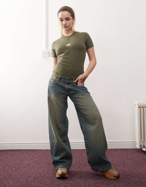 Dickies - Maple Valley - Baby T-shirt met lange pasvorm in kakigroen, 3 van 4