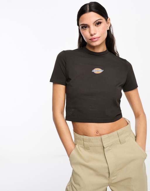 Dickies maple valley central logo baby t-shirt in dark brown | ASOS