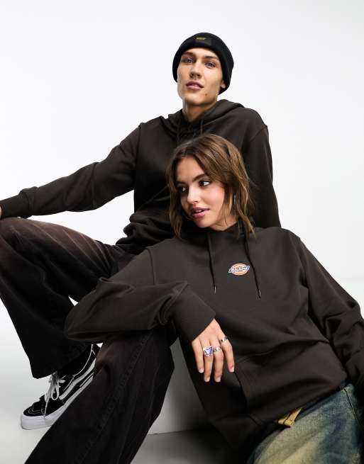 Dickies maple valley central logo hoodie in dark brown