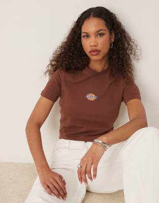 Dickies - Maple Valley - Knapp geschnittenes T-Shirt in Cappuccino-Braun