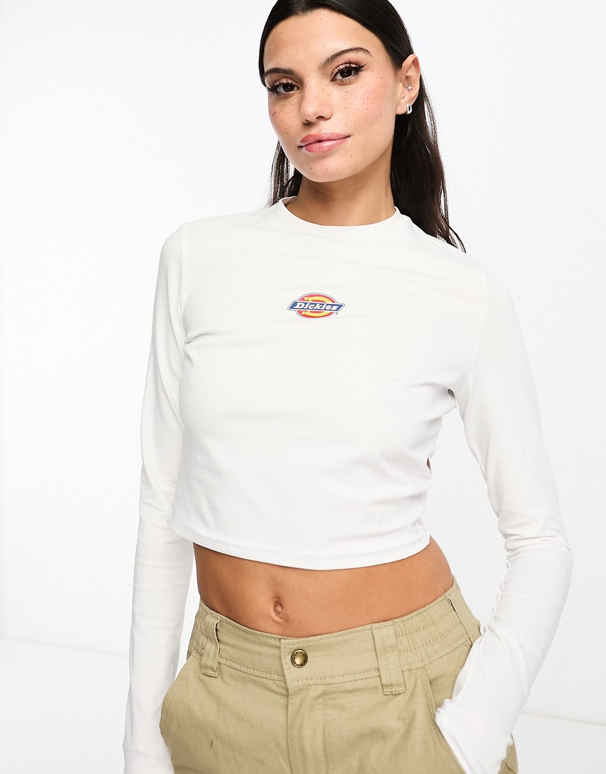 Dickies maple valley long sleeve t-shirt with central logo in white