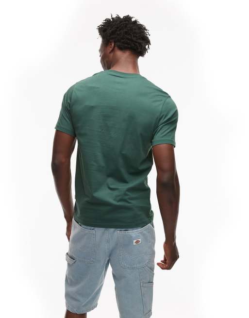 Dickies – Mapleton – Ciemnozielony T-shirt z małym logo na lewej piersi, 4 z 4