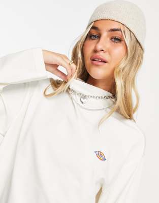 Dickies Mapleton high neck long sleeve t-shirt in off white