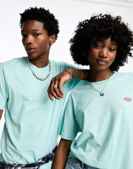 Dickies – Mapleton – Pastelowoturkusowy T-shirt z małym logo na lewej piersi, 3 z 4