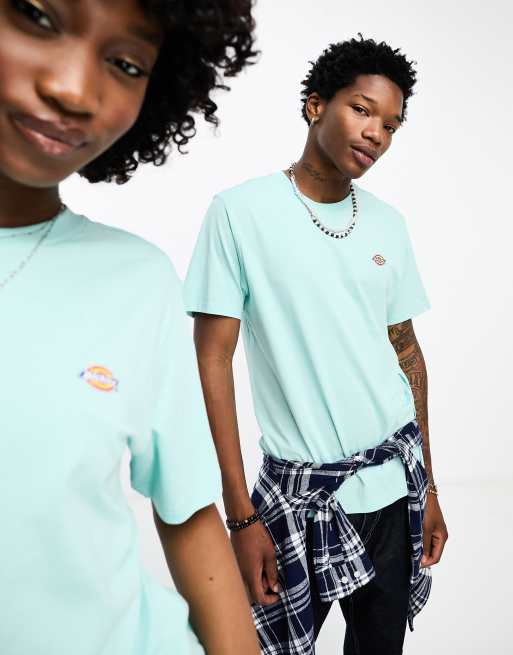 Dickies – Mapleton – Pastelowoturkusowy T-shirt z małym logo na lewej piersi, 4 z 4