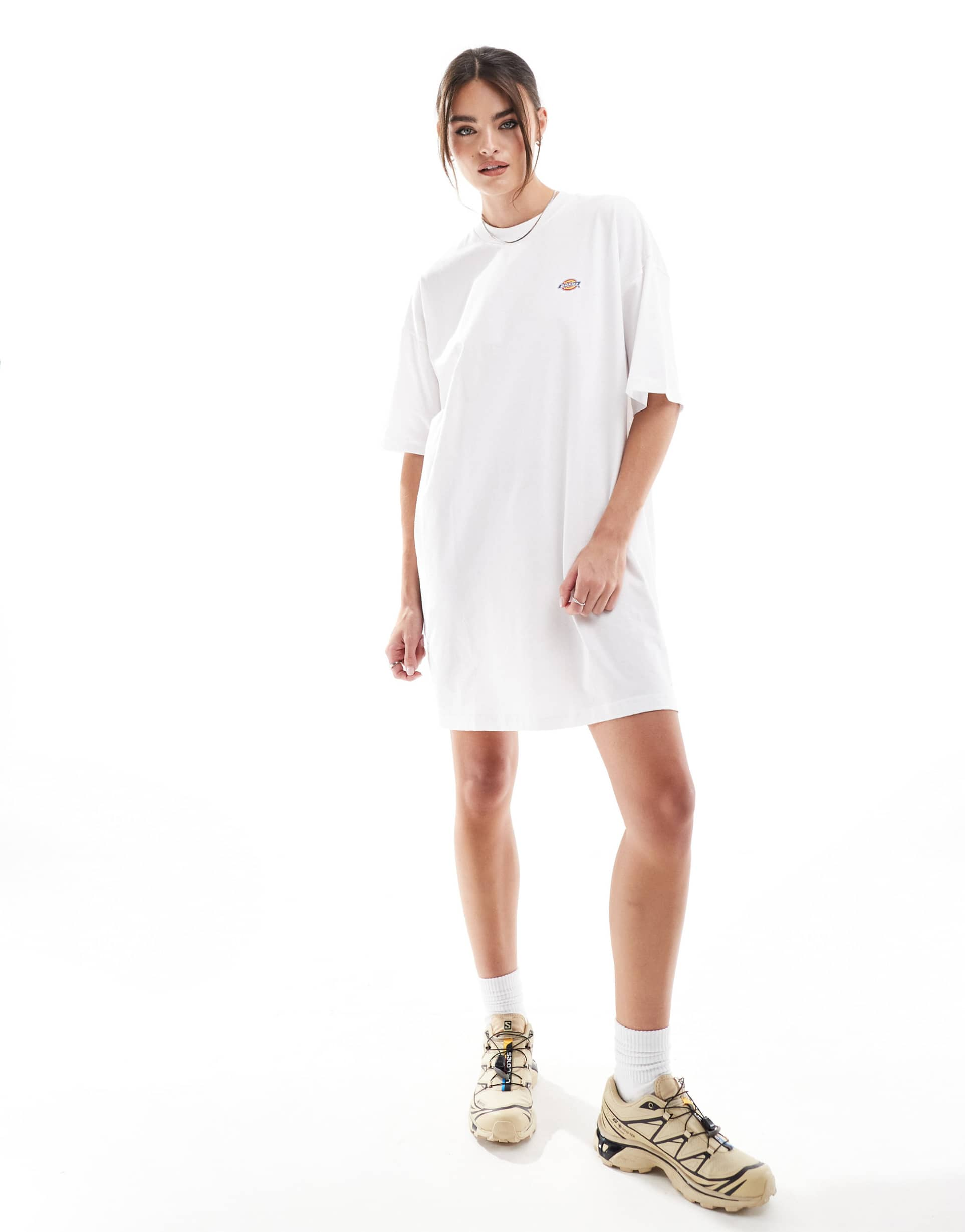 dickies mapleton t-shirt dress in white