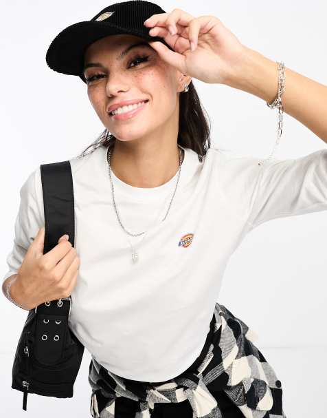 Dickies - Mapleton - T-shirt met lange mouwen en klein logo links op de borst in wit - view 1