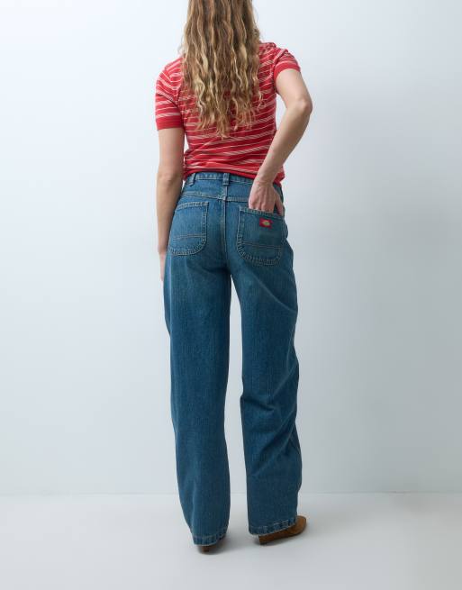 Dickies Maricopa low waist barrel jeans in mid blue wash, 3 of 5
