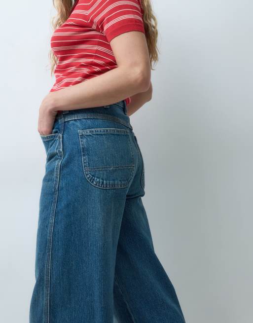 Dickies Maricopa low waist barrel jeans in mid blue wash, 4 of 5