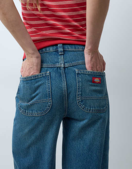 Dickies Maricopa low waist barrel jeans in mid blue wash, 5 of 5