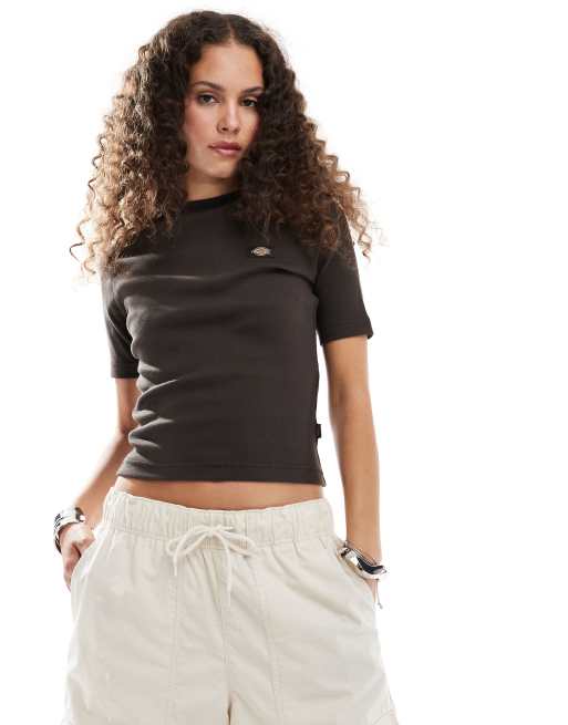 Dickies – Marysville – Geripptes Oberteil in Dunkelbraun