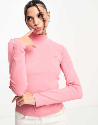 Dickies - Marysville - Hochgeschlossenes, langärmliges Shirt in Lila mit Rippstruktur-Rosa