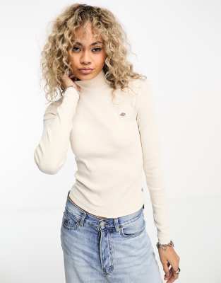 Dickies Dickies marysville ribbed high neck long sleeve t-shirt in stone-Neutral