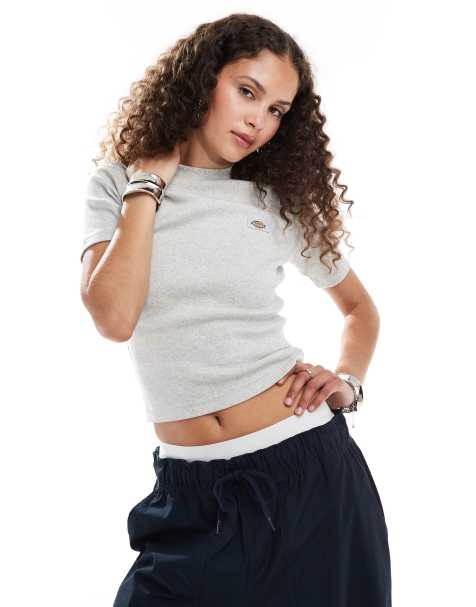Dickies marysville ribbed top in light grey - view 1