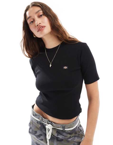 Dickies – Marysville – Svart ribbad t-shirt - view 1