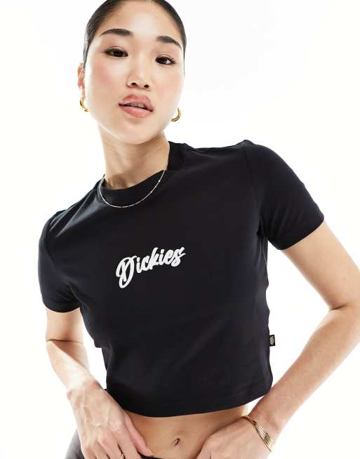 Dickies Mayetta short sleeve crop top in black