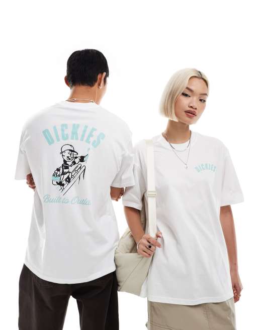 Dickies – Mclean – Biały T-shirt z krótkimi rękawami i nadrukiem na plecach – tylko w ASOS