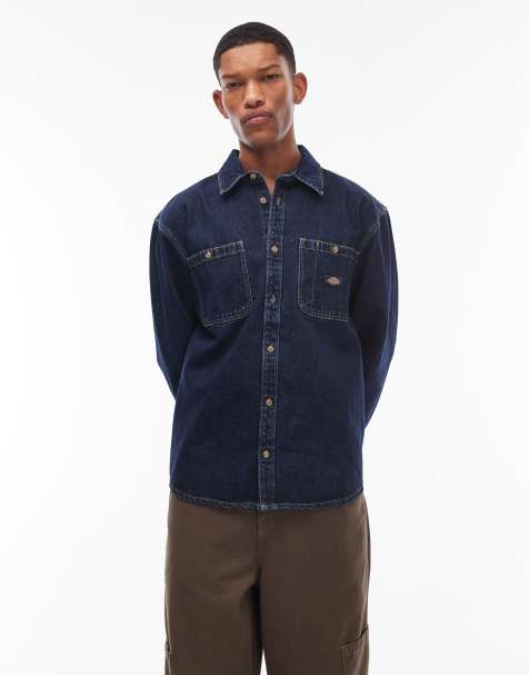 Dickies mechanic denim shirt in dark indigo