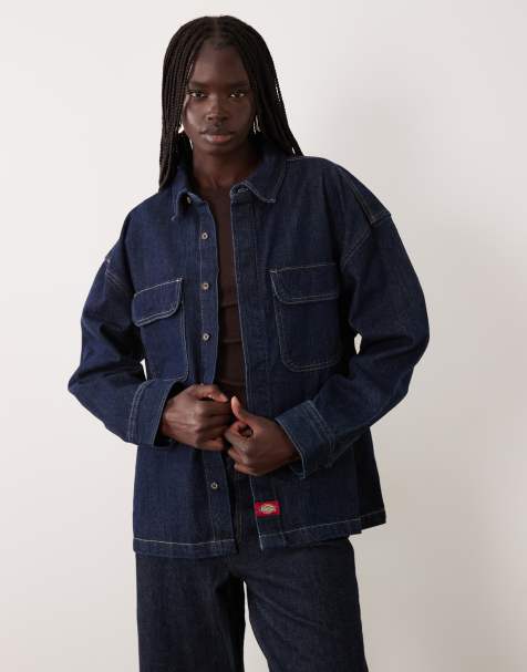 Dickies Mechanic oversized denim shirt in rinsed blue - view 1
