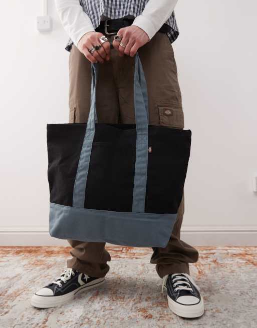 Dickies - Mellemblå og sort tote-taske med logo i kanvas, 3 af 4