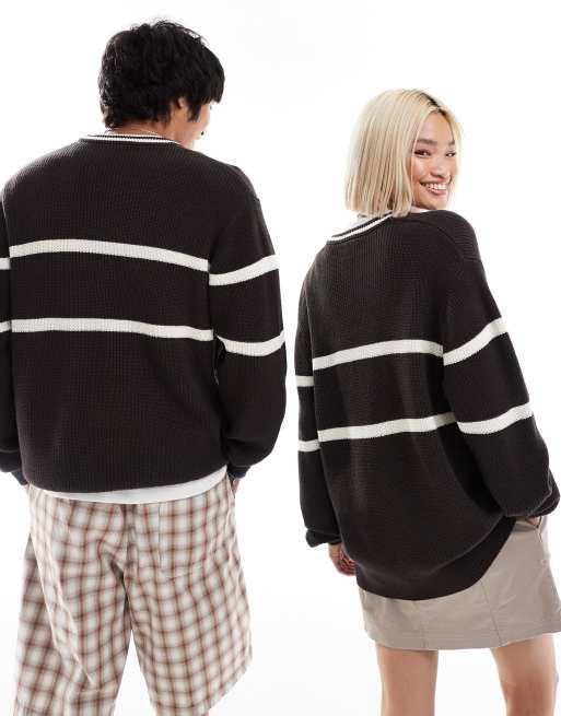 Dickies Melvern knitted sweater in dark brown and off white - exclusive to ASOS , 3 of 4