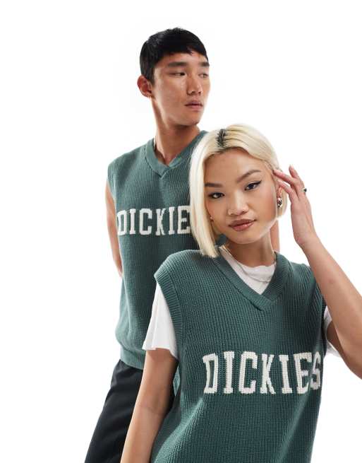 Dickies melvern knitted sweater vest in dark green