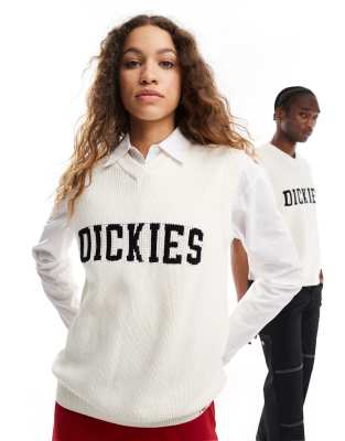 Dickies Melvern knitted sweater vest in off white