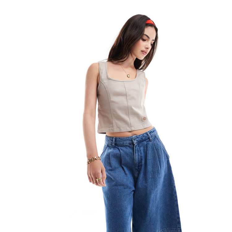 Dickies Meriden corset top in beige | ASOS