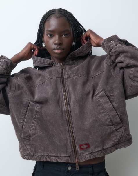 Dickies Miami denim hooded jacket in dark brown - view 1