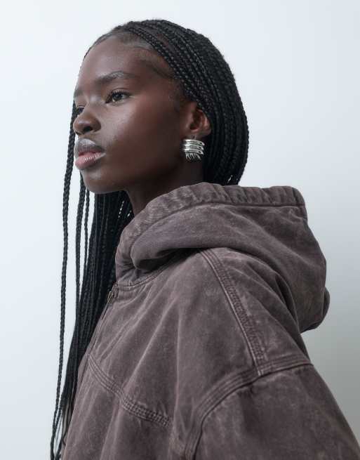 Dickies Miami denim hooded jacket in dark brown, 3 of 5