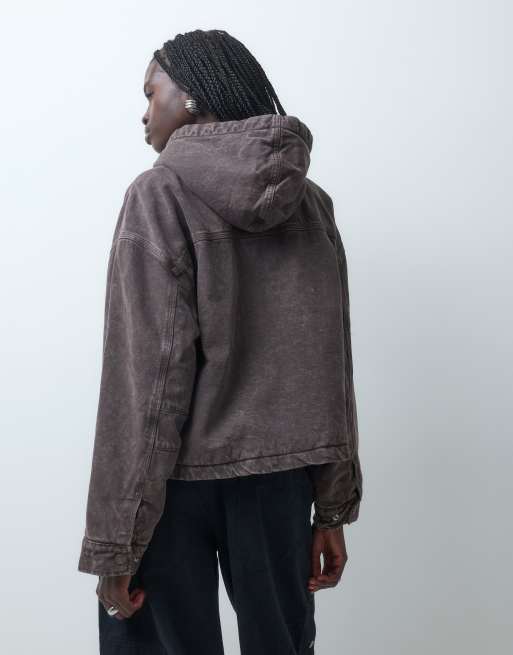 Dickies Miami denim hooded jacket in dark brown, 4 of 5