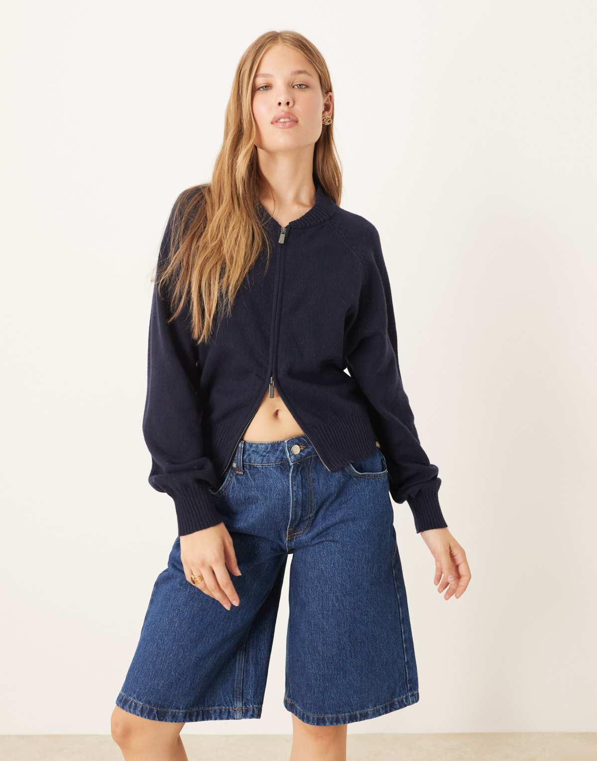 Dickies milan full zip knitted jacket in dark navy